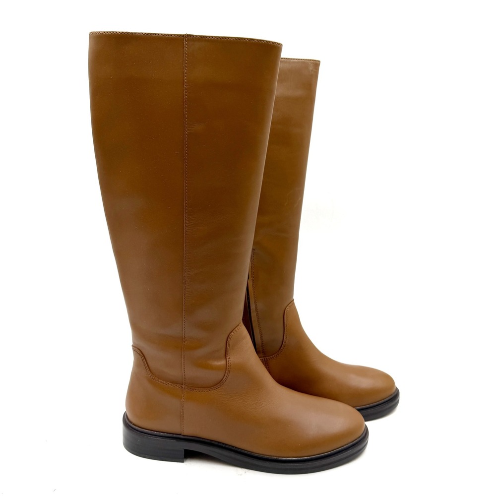 Madewell Drumgold Knee High Boots Tan Brown Leather Riding Zip Women Sz 9.5